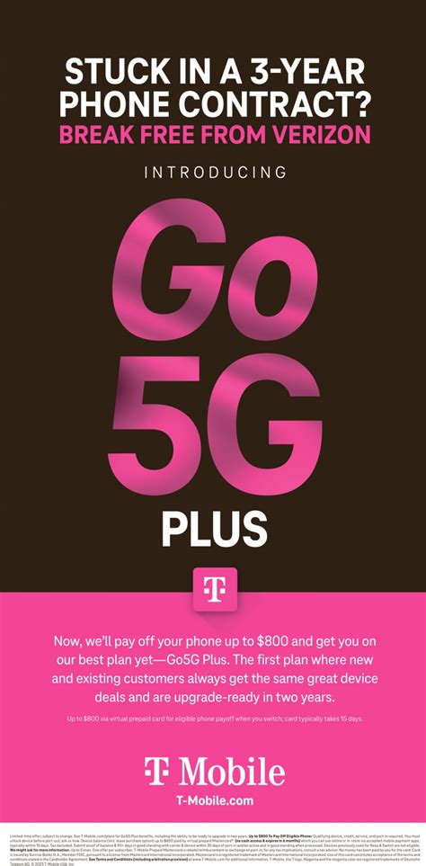 Go5g plus 55 - Offer for adults age 55+. This plan is for new customers age 55 and older. Get the first line for $80/month, two lines for $120/month with AutoPay, with monthly taxes and fees included. The Go5G Next plan allows people to upgrade to a brand new phone every year, as long as they are able to pay off at least 6 months and a minimum of 50% of the ... 